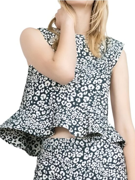 Zara Tops - Zara Basic Women's Leopard Peplum Top Sleeveless Green Size XS